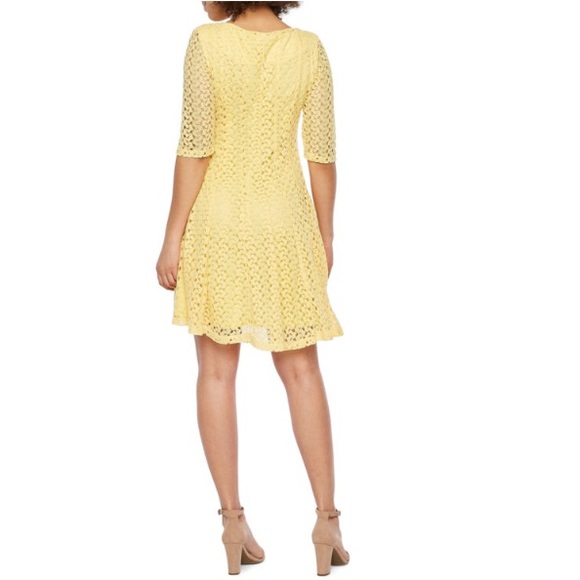 Rabbit Rabbit Rabbit Yellow Lace Fit Flare Dress - Picture 2 of 9